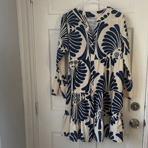 Navy and White Patterned Dress